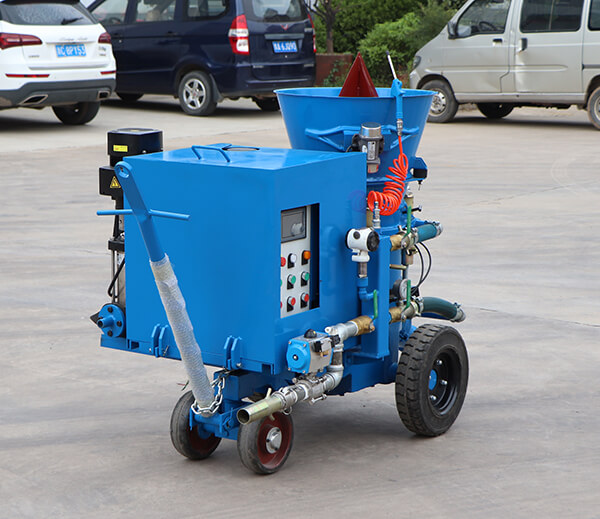 Shotcrete machine with wheel mounted installation