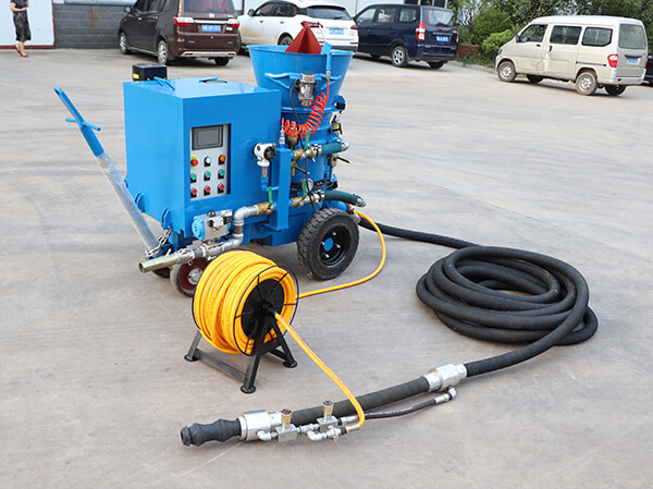 Shotcrete machine with wheel mounted installation